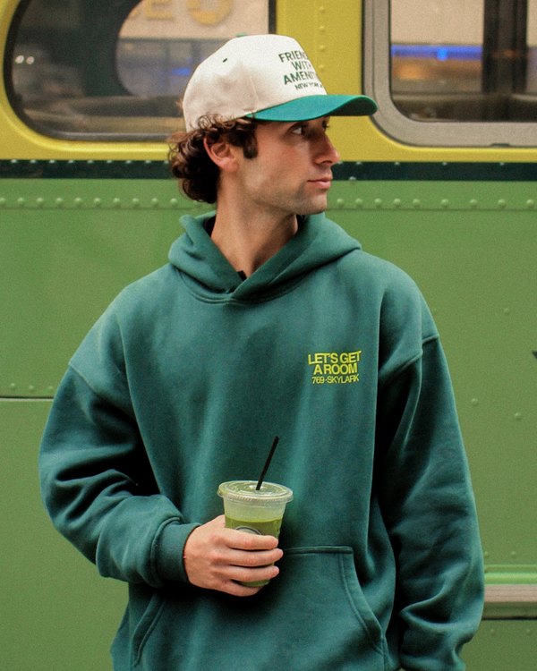 Let's Get A Room hoodie in forest green